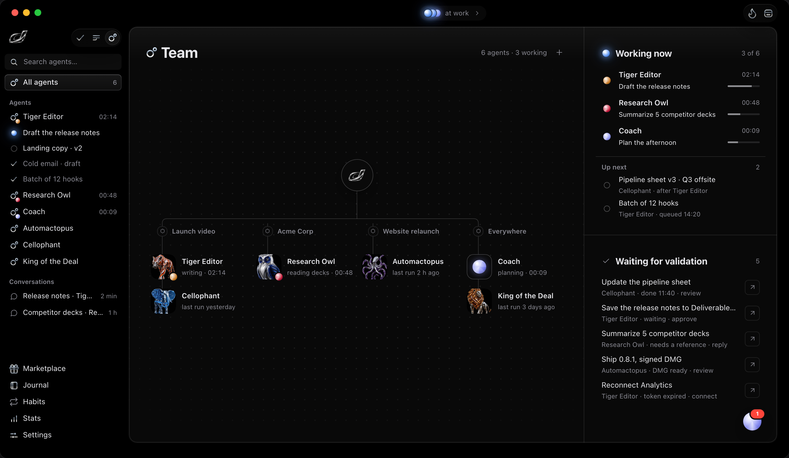The Doers window on the agents page